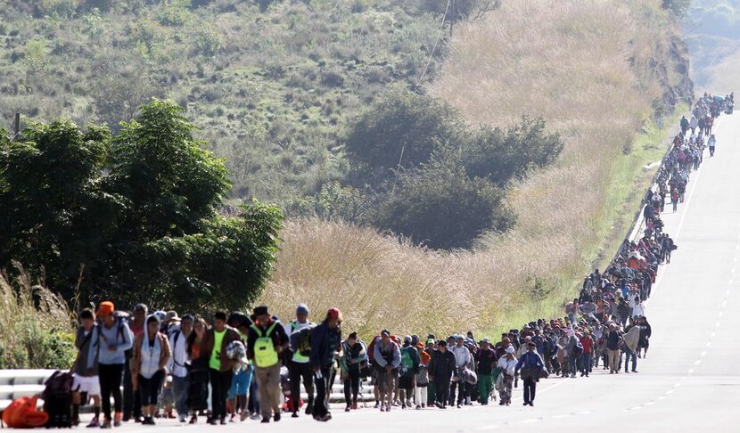 Central American migrants moved toward the United States between Zapopan and Tequila in the...