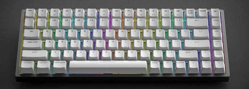 The color LED lights of the Vissles V84 Wireless Mechanical Keyboard