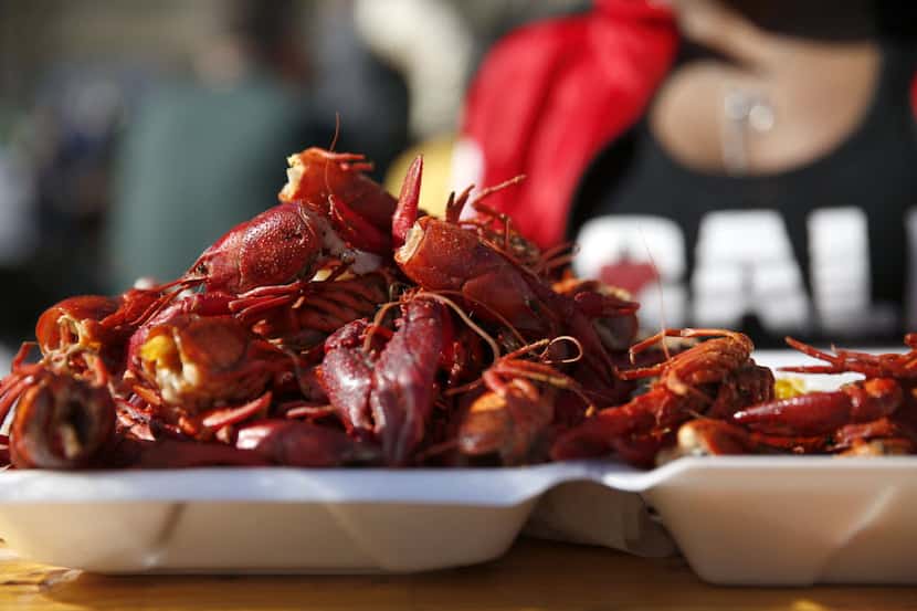 A serving of crawfish at the 4th Annual Mudbug Bash in Main Street Garden in downtown Dallas...