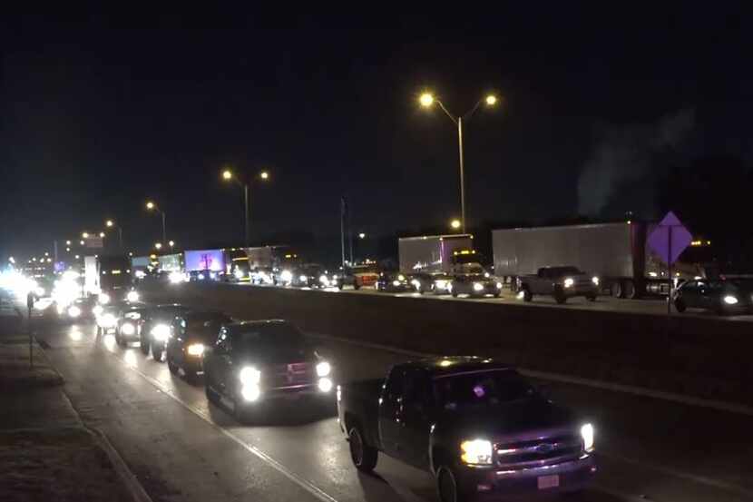 Traffic is backed up on Interstate 35W in southern Fort Worth headed toward Everman after a...