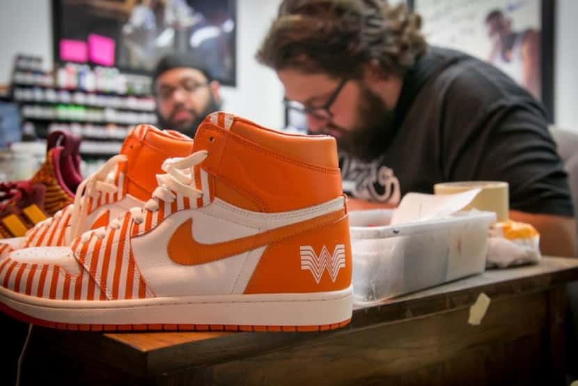 Whataburger commissioned three special pairs of sneakers by San Antonio shoe designer Jake...