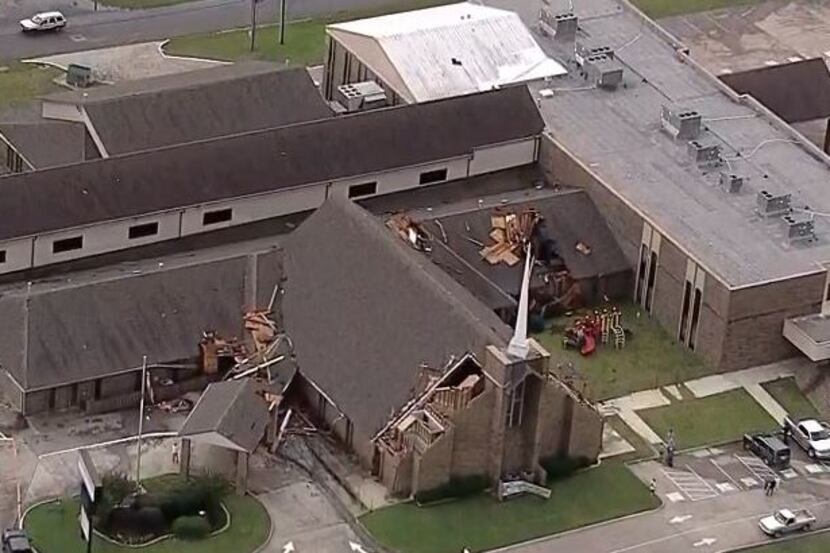 A Baptist church in Greenville took heavy damage as storms hit the city in the early evening...