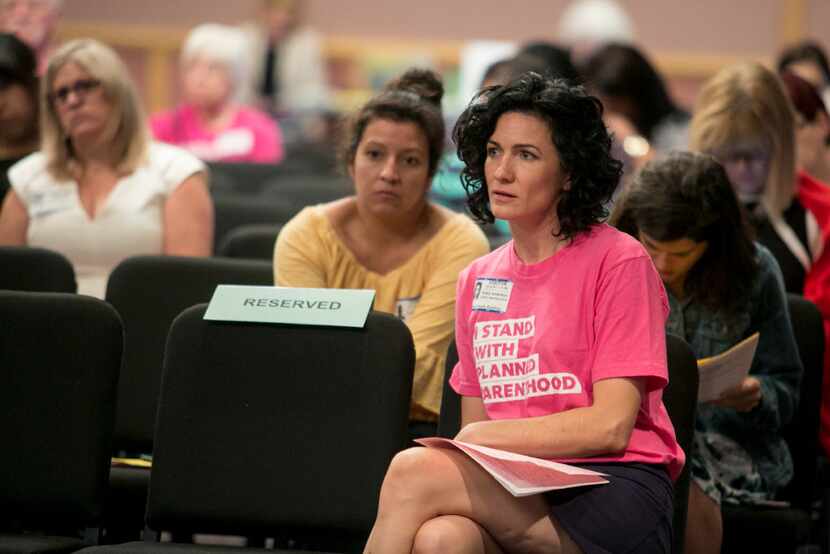 Kristy Anderson waits to speak in support of Planned Parenthood during a Texas Women's...