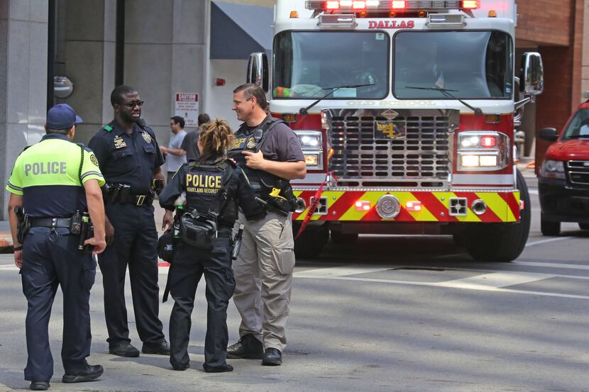 Firefighters and police investigated a suspicious package at Harwood Center in downtown...