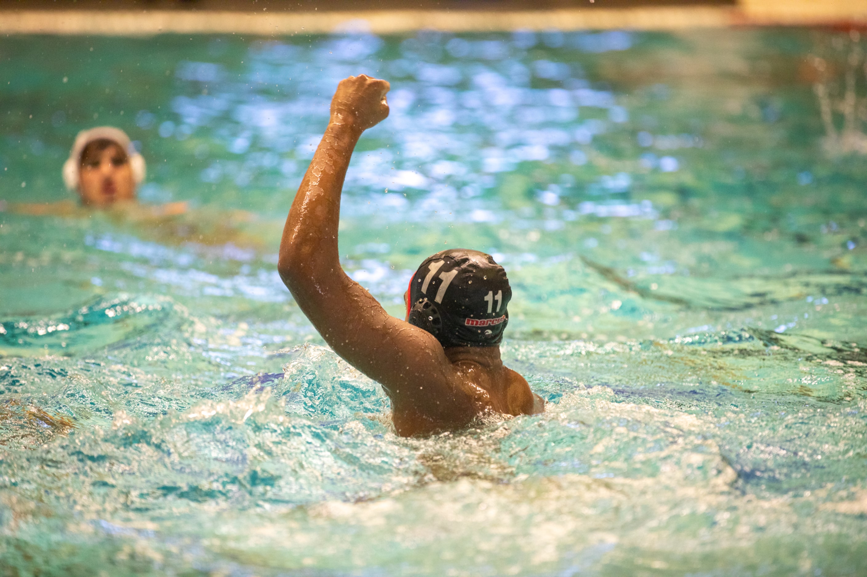 Flower Mound Marcus 2-meter Deven Lloyd celebrates after scoring against the Boerne Champion...