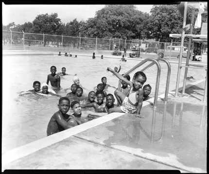 Kids enjoyed the pool at Exline Park in 1955. Initially, a fence was built in the South...