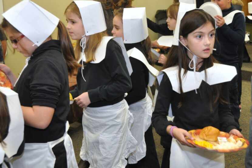 Third grade students at Fairview Elementary School in Mountain Top, Pennsylvania, recreated...