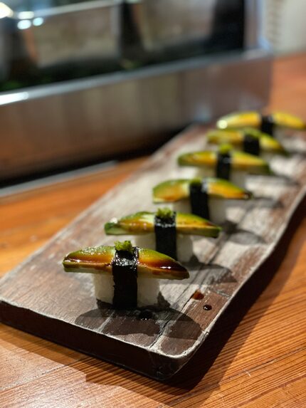 Avocado nigiri at Uchiba in Dallas