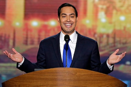 In this Sept. 4, 2012, photo, San Antonio Mayor Julián Castro addresses the Democratic...