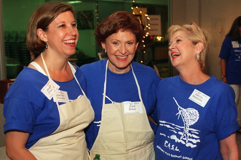 Jeanne Chvosta, Edith Baker and Patricia Meadows at the EASL Party being held in the Dallas...