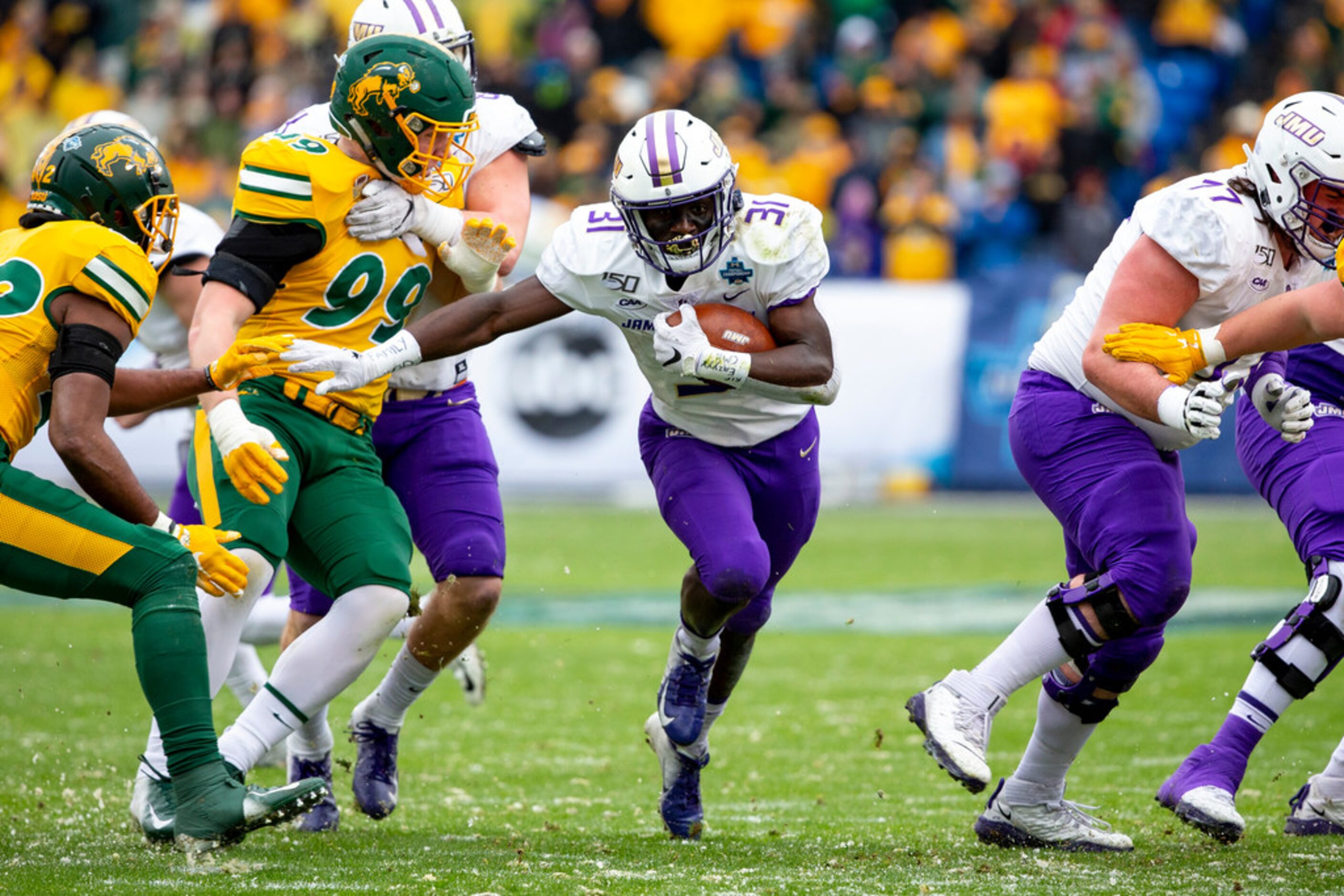 James Madison running back Percy Agyei-Obese (31) runs the ball during the first half of the...