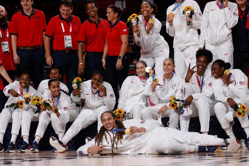 Several members of Team USA women's basketball, which won gold at the Tokyo Olympics in...