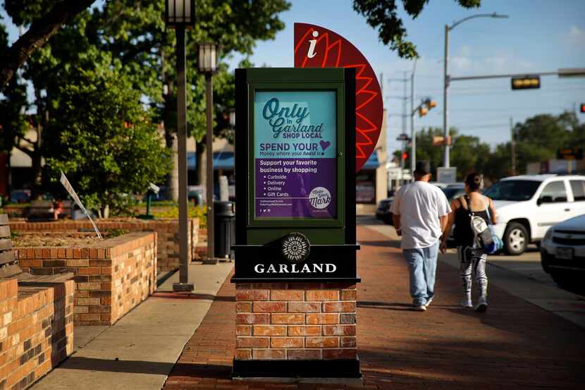 An information kiosk is pictured at Garland City Square in downtown Garland, Texas, Friday,...