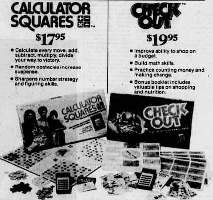 December 2, 1976, advertisement for the games Calculator Squares and Check Out