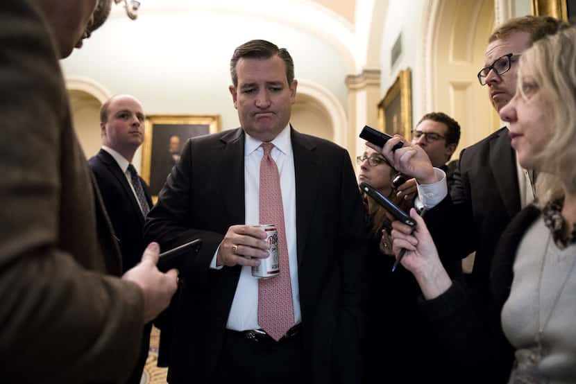 Sen. Ted Cruz spoke with reporters at the U.S. Capitol on Friday. A continuing resolution to...