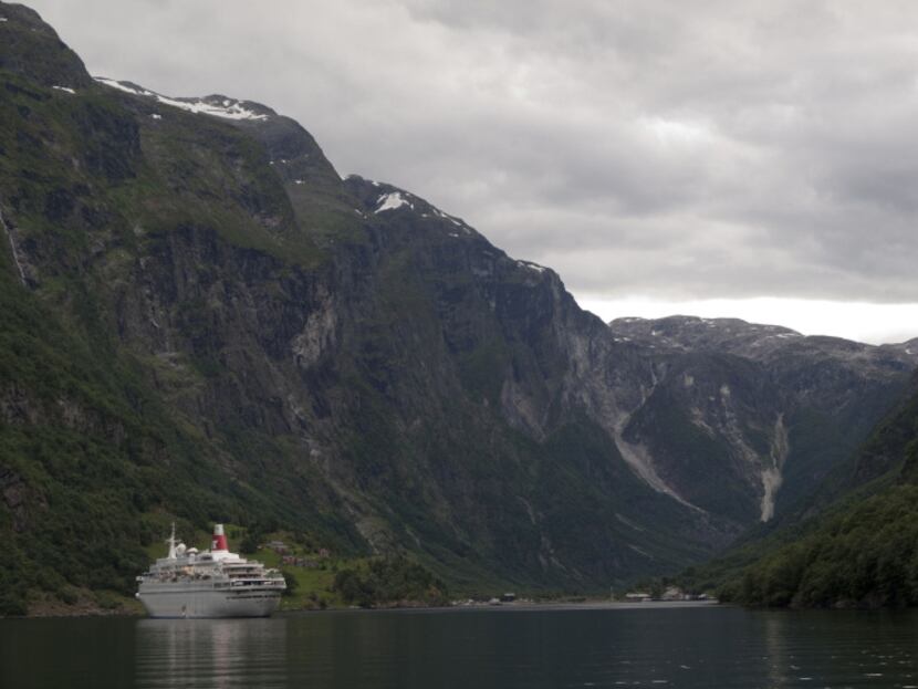 A cruise ship at Gudvangen, Norway.