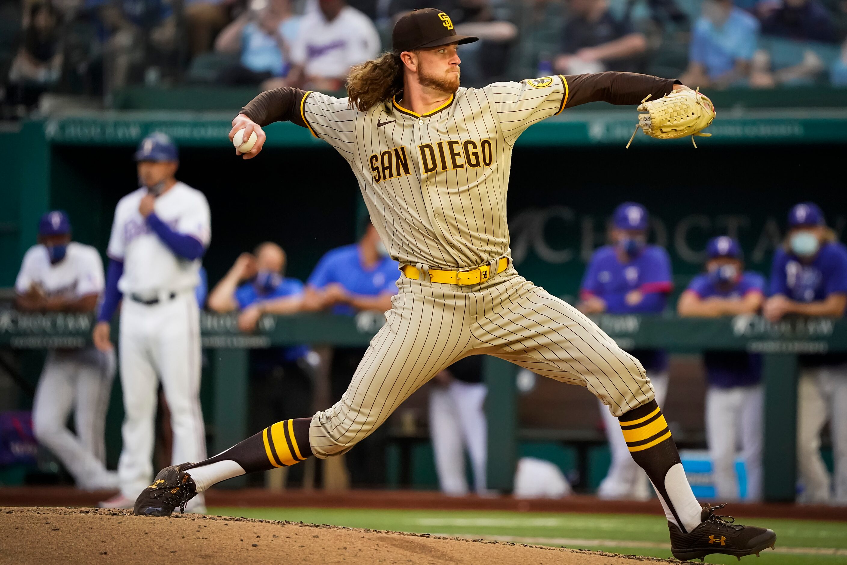 San Diego Padres starting pitcher Chris Paddack delivers a pitch during the second inning...