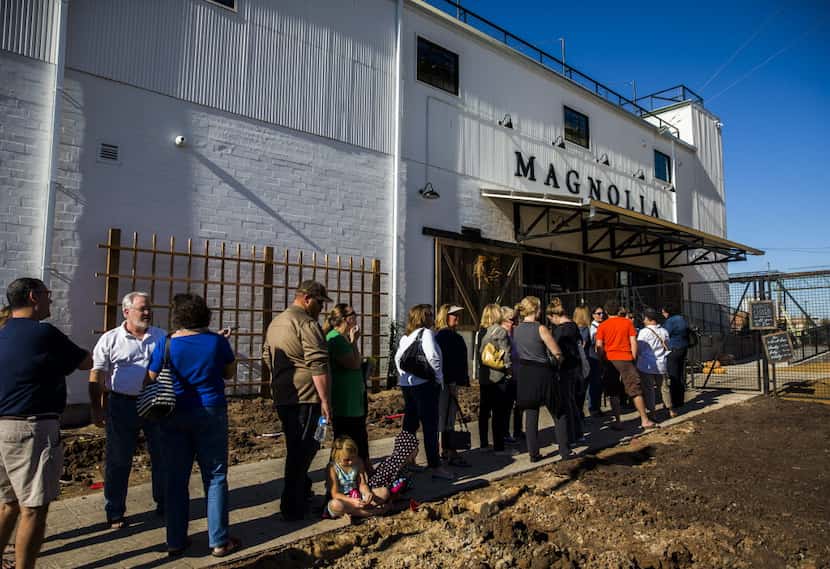 Customers line up outside Magnolia Market at the Silos in Waco in 2015. (Ashley Landis/The...