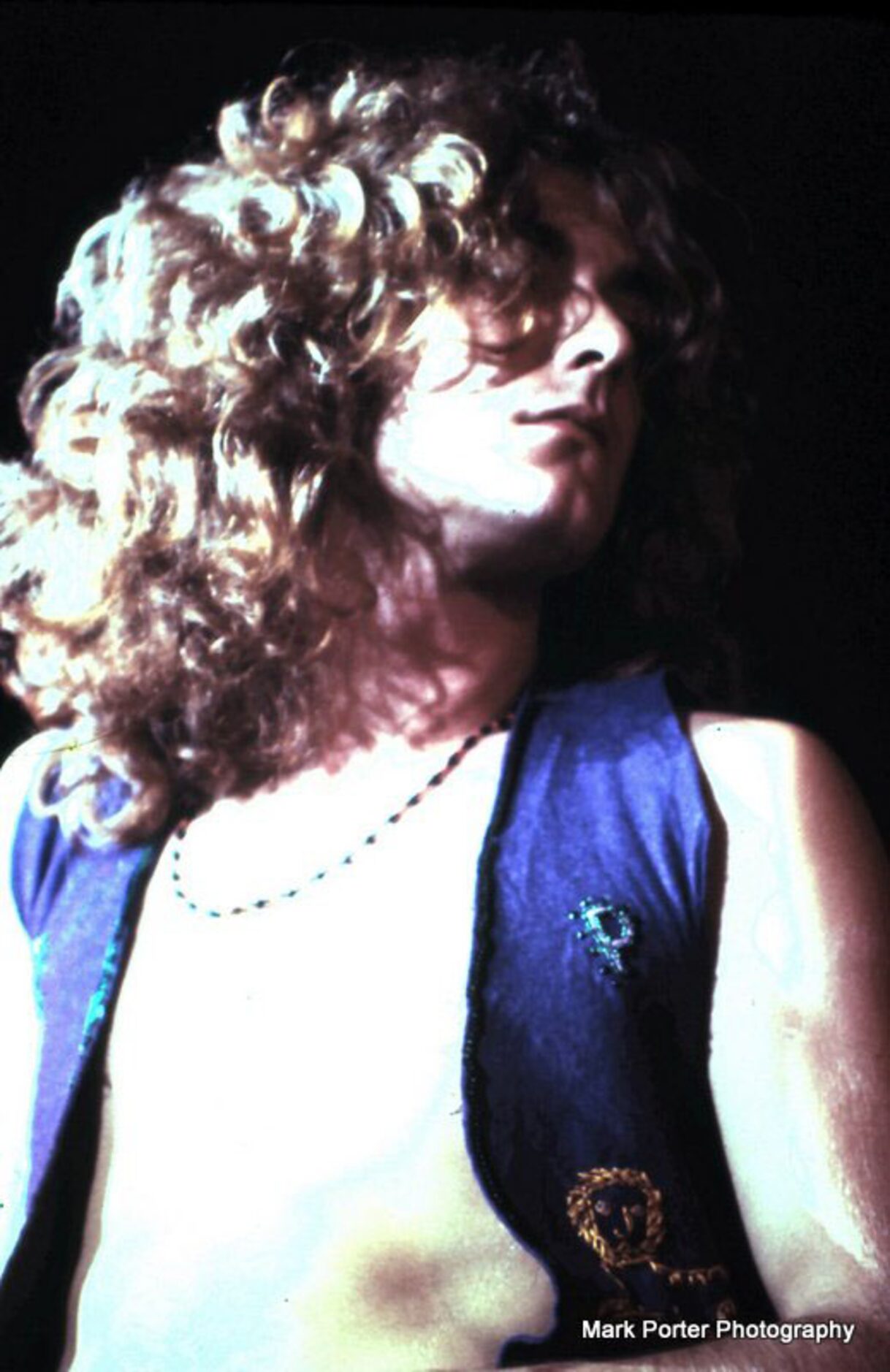 Singer Robert Plant performs with Led Zeppelin at the Texas International Pop Festival, held...