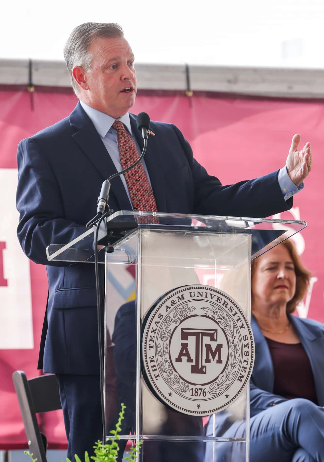 Tarrant County judge Tim O'Hare speaks at a groundbreaking ceremony for Texas A&M-Fort...