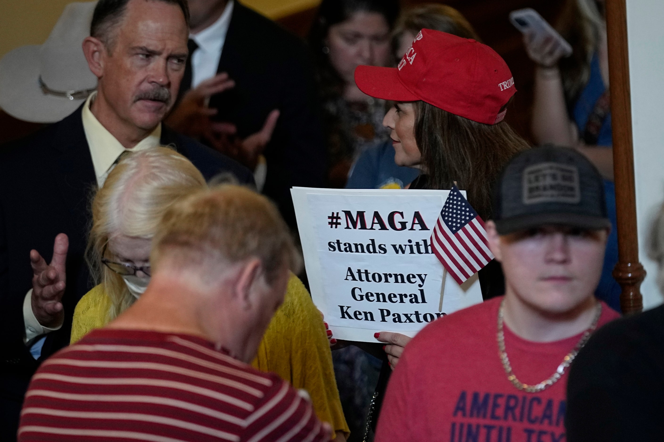 Visitors arrive for the impeachment proceedings against state Attorney General Ken Paxton at...