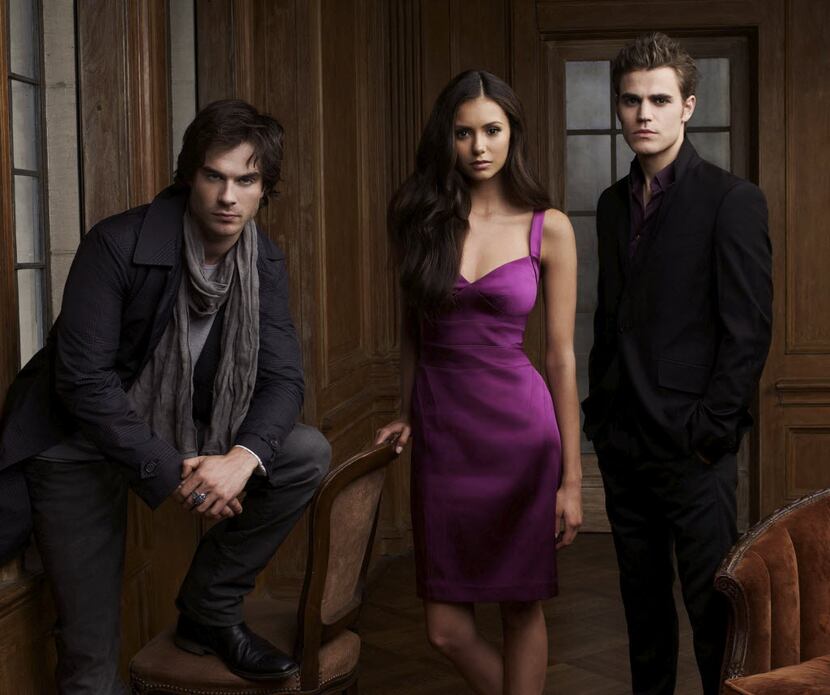  Ian Somerhalder as Damon, Nina Dobrev as Elena, Paul Wesley as Stefan IN "The Vampire...