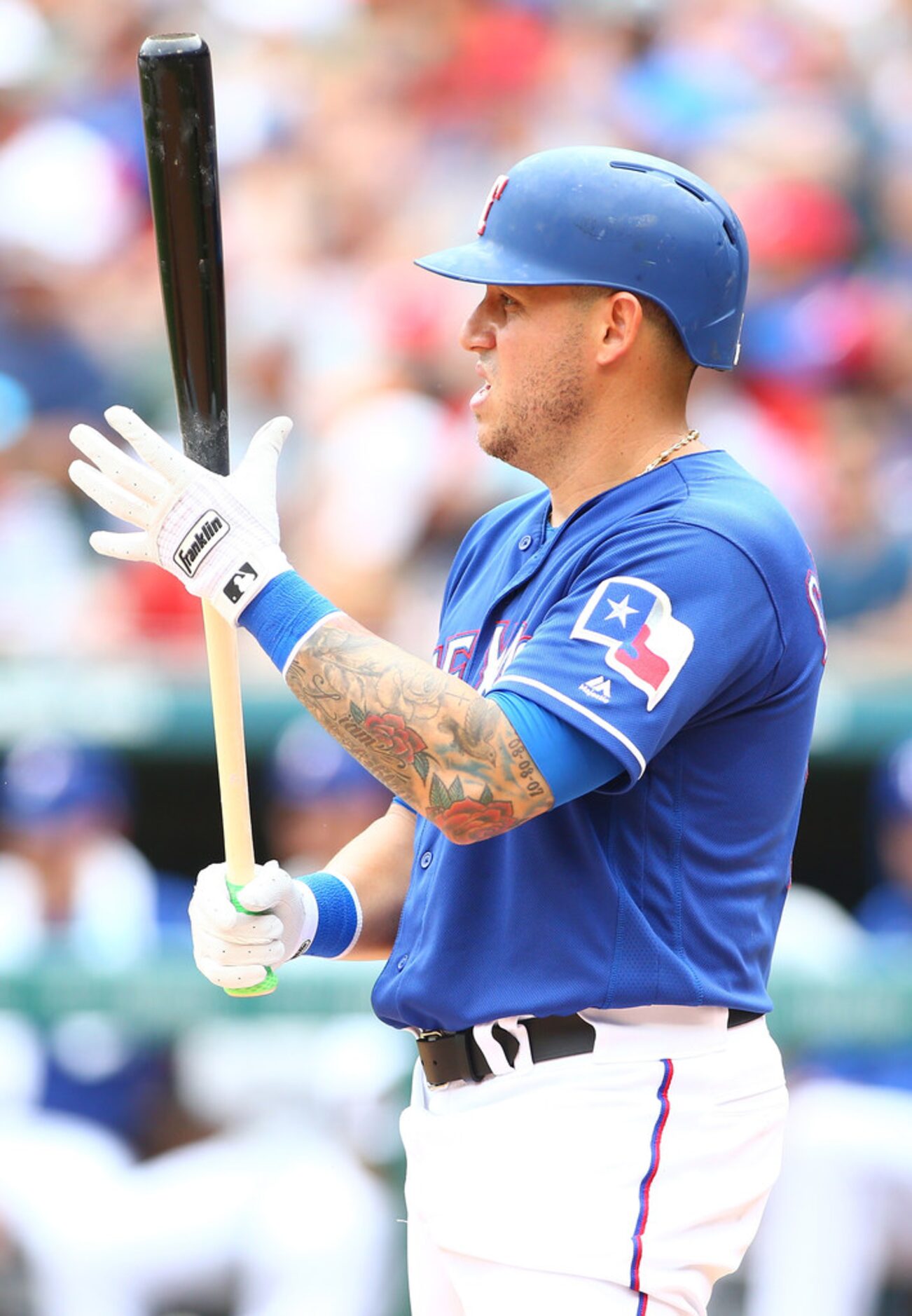 ARLINGTON, TX - JULY 14: Asdrubal Cabrera #14 of the Texas Rangers hits in the second inning...