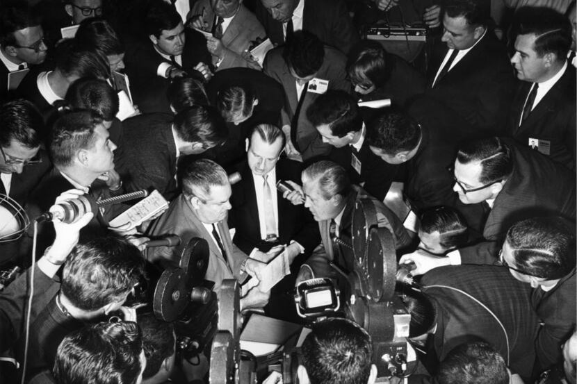 On Feb. 10, 1964 Jack Ruby is surrounded by members of the media during a recess in his...