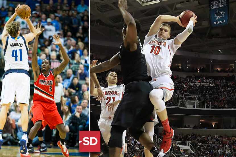 Left: Mavericks' Dirk Nowitzi (Smiley N. Pool/The Dallas Morning News); right: Lauri...