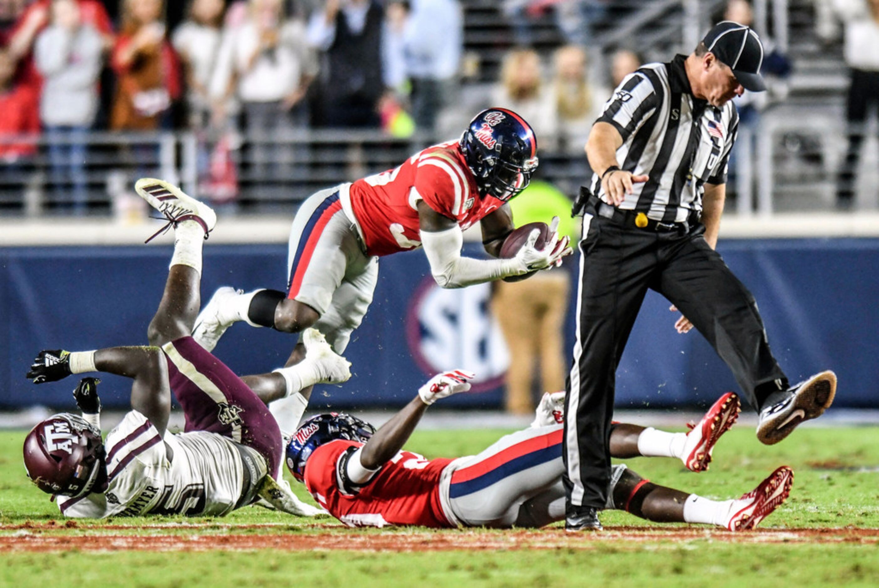 Mississippi linebacker Donta Evans (35) intercepts a pass after Mississippi defensive back...