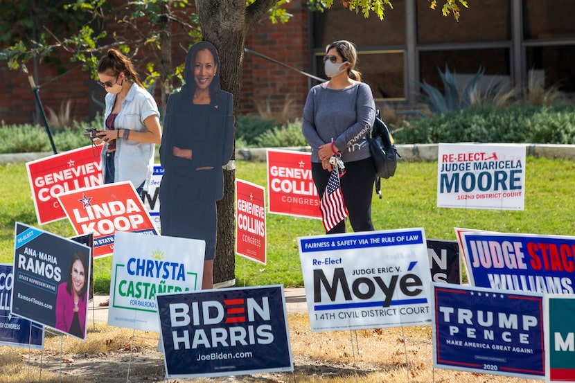 Voters line up to cast their ballot during the early voting period for the general U.S....