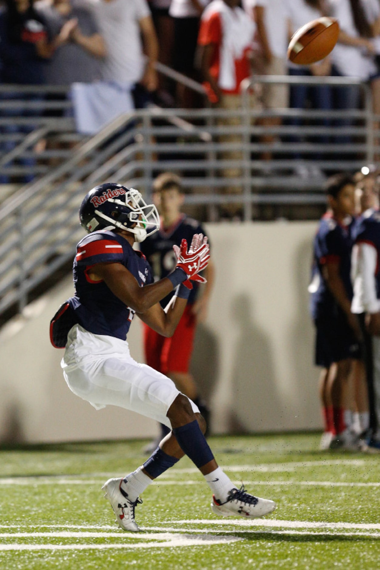 Ryan senior wide receiver Jalen Hurt (4) goes for the catch at C.H. Collins Athletic...