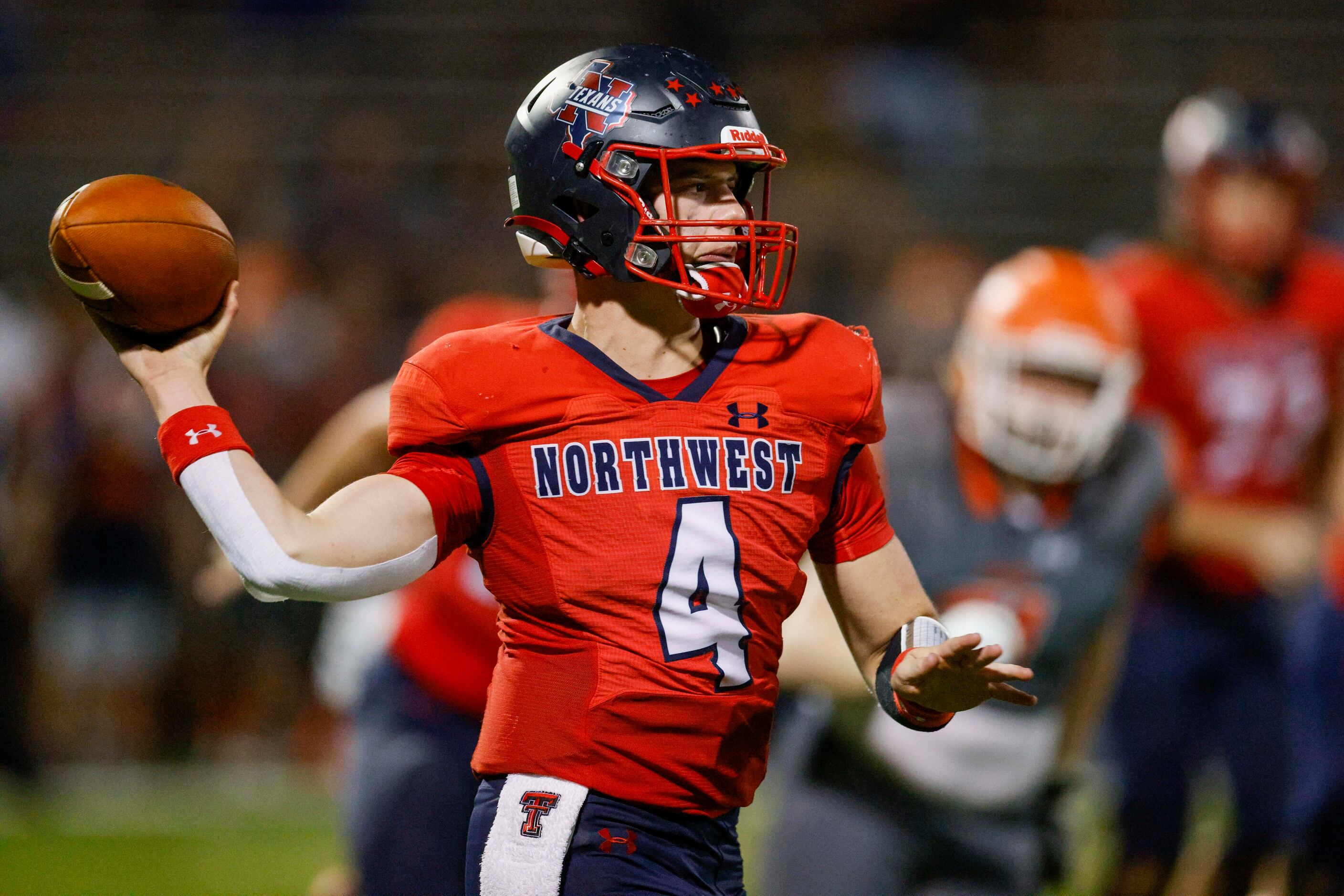Justin Northwest quarterback Jake Strong (4) throws the ball during the third quarter of a...