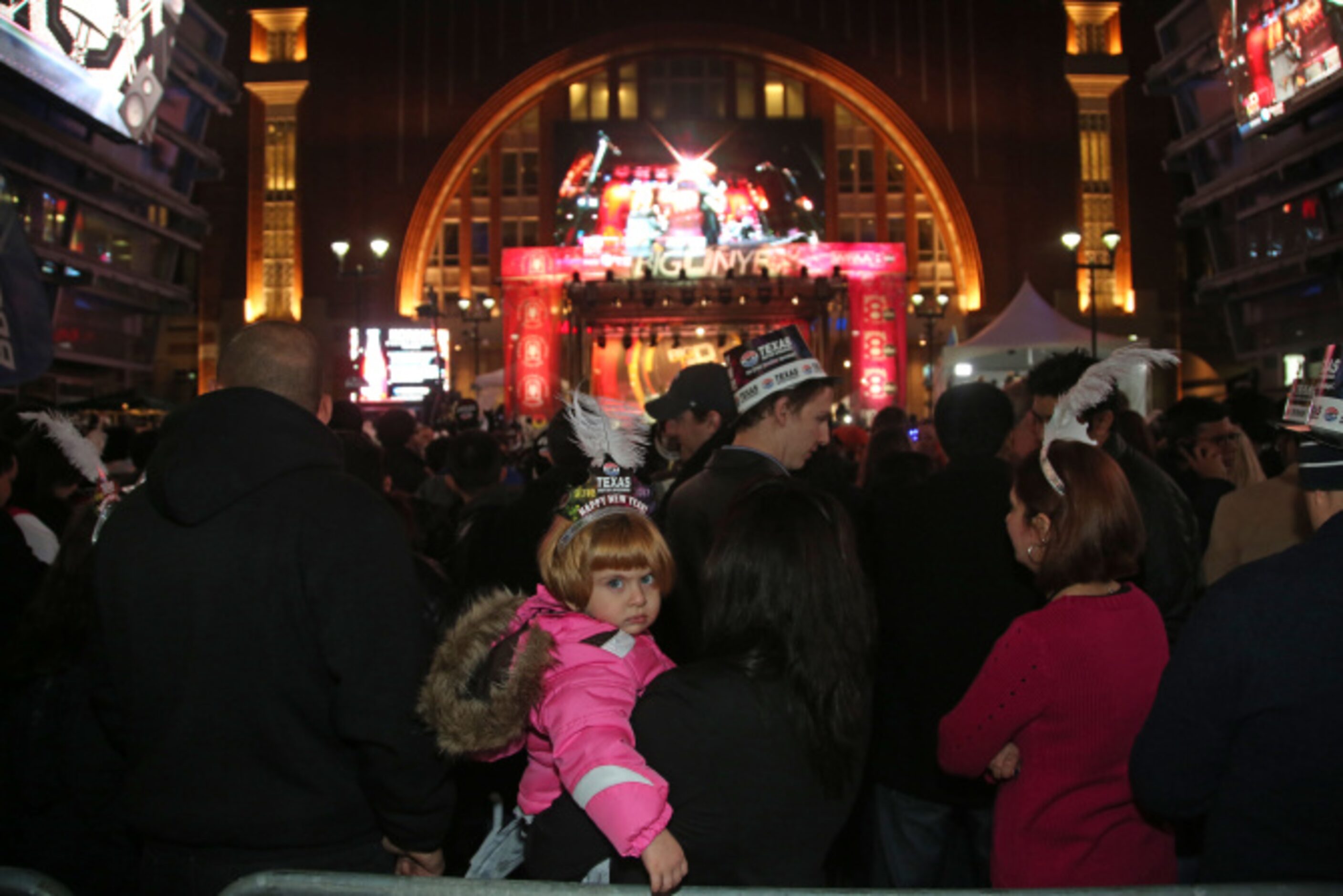 Noor Alkhoja, 1, at Big D New Years Eve celebration at American Airlines Center in Dallas...