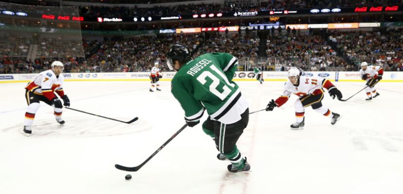 Thin crowds at the Dallas Stars against the Phoenix Coyotes at American Airlines Center in...