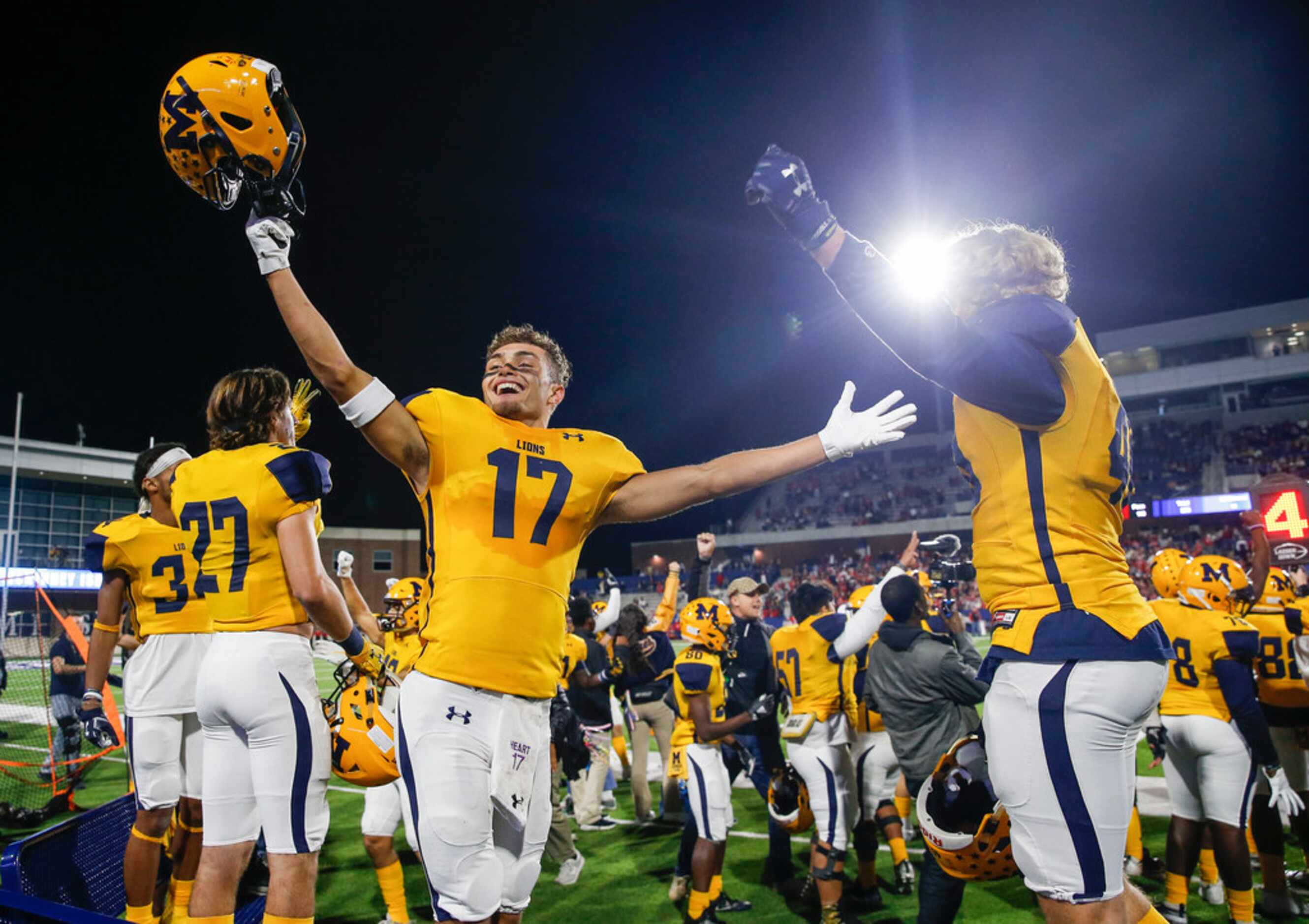 McKinney's Zariah Seid (17) celebrates in the final moments of their win over McKinney Boyd...