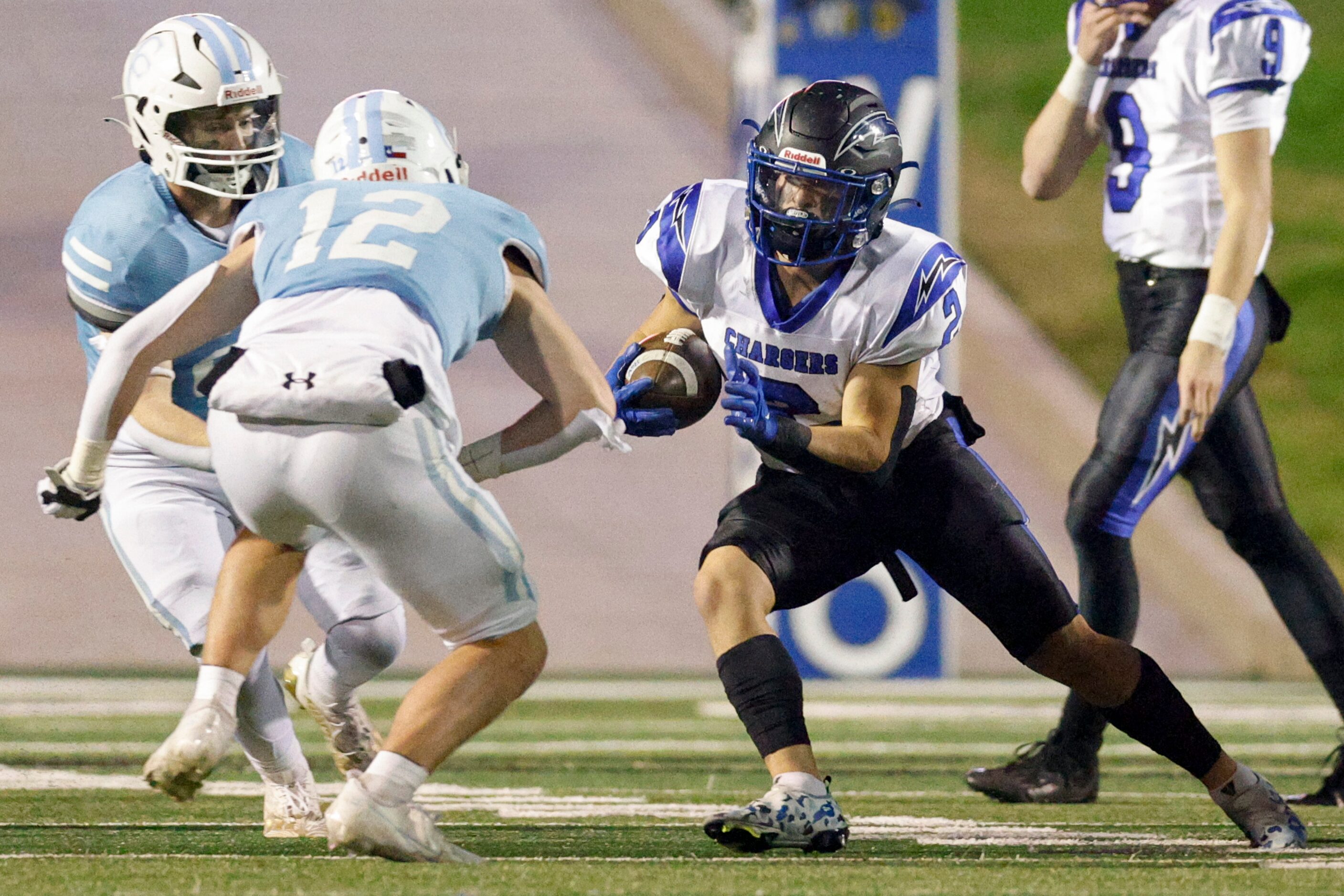 Dallas Christian running back Zachariah Hernandez (2) runs the ball against Houston Cypress...