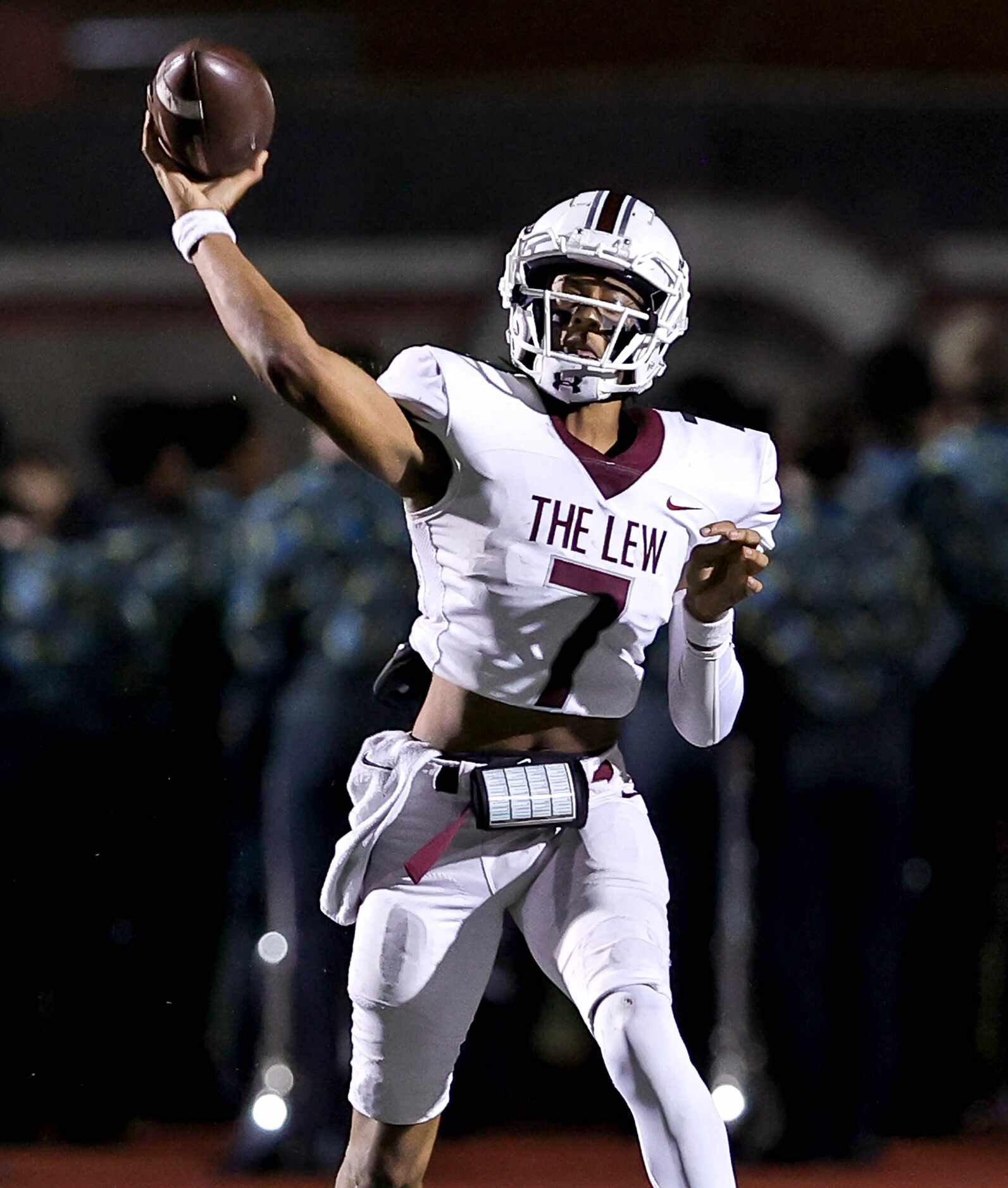 Lewisville quarterback Ethan Terrell attempts a pass against Coppell during the first half...