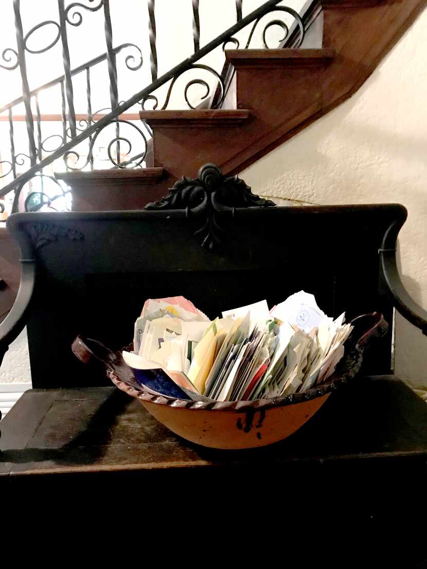 In the front hall of the McSwanes' home, they keep a bowl full of letters they received...