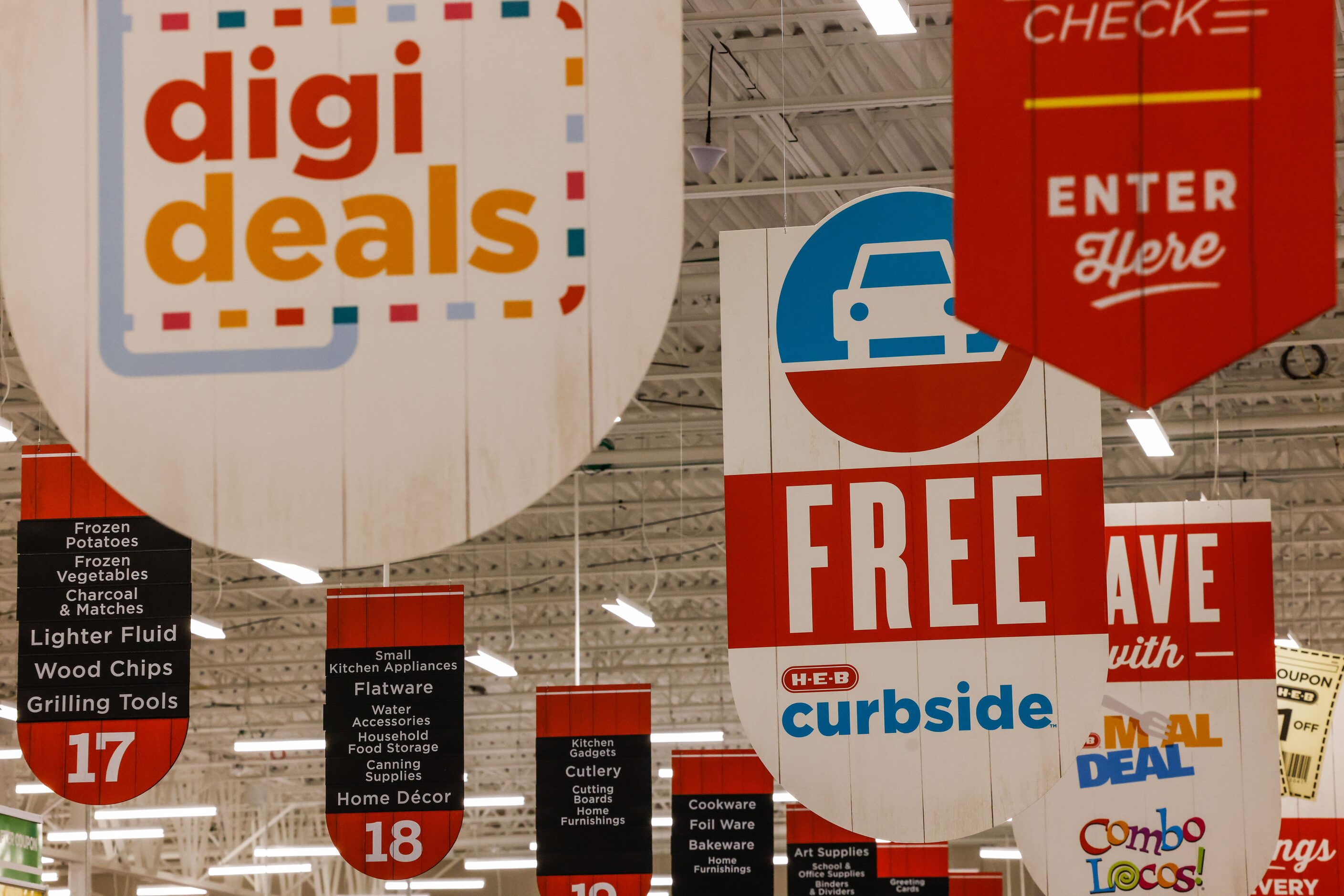 Festive signs at the new H-E-B.