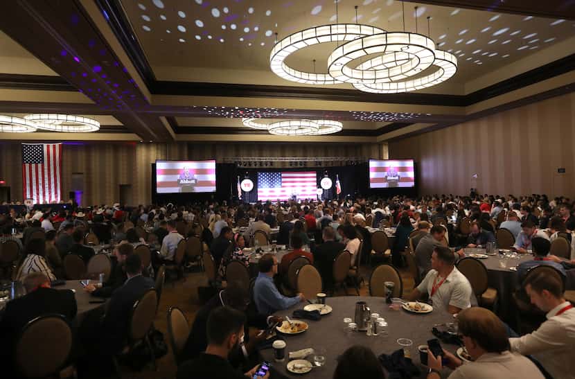 Gov. Greg Abbott spoke during the Young Republicans National Convention at the Omni Hotel in...