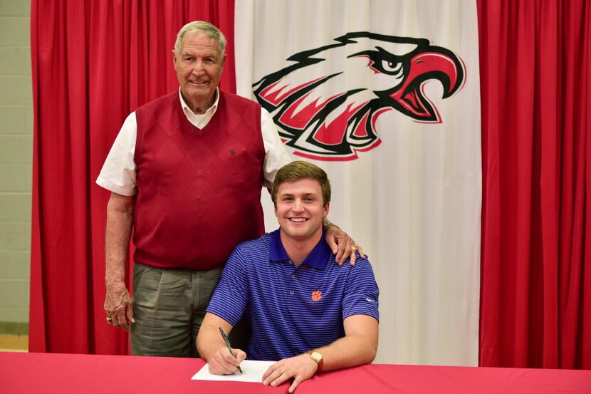 Argyle High School tight end JC Chalk, with his grandfather Gene Stallings, signs to play...