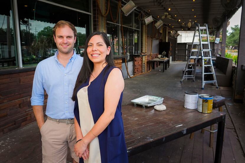 In this July 2021 photo, Jeff Karetnick and April Segovia pose on the patio at 2100...
