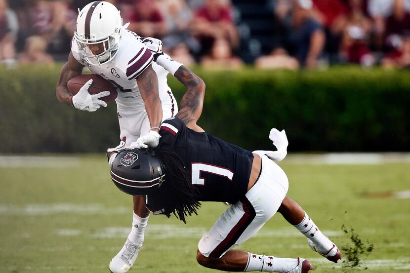 COLUMBIA, SC - OCTOBER 1: Wide receiver Josh Reynolds #11 of the Texas A&M Aggies tries to...