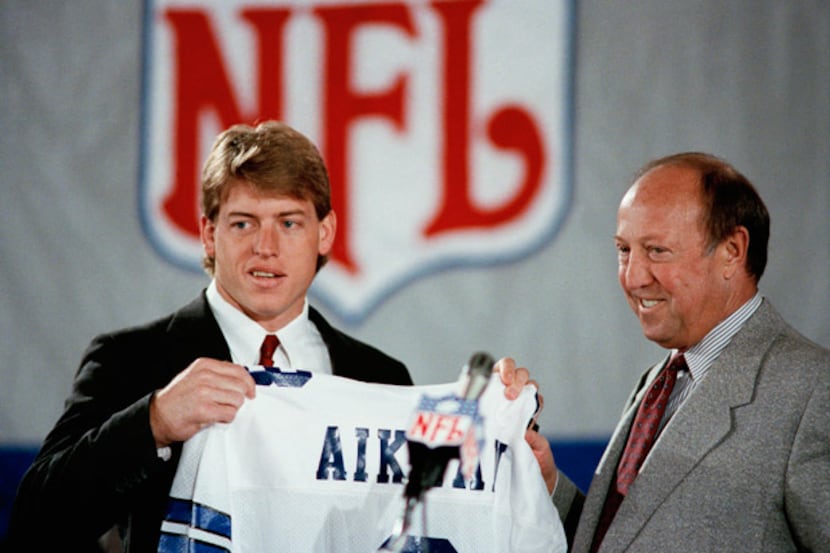 Pete Rozelle, NFL Commissioner, right, began the 54th annual draft of collegiate talent, his...