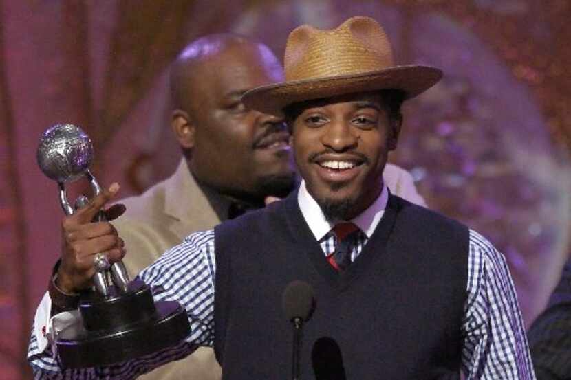 Andre 3000 accepts the duo or group award for his group Outkast at the NAACP Image Awards,...