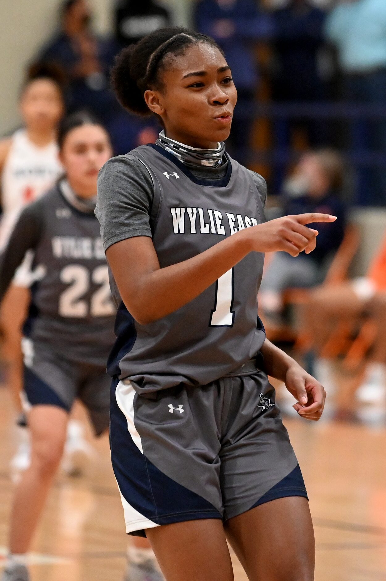 Wylie East’s Taylor Dailey reacts after making a free throw in the second overtime during a...