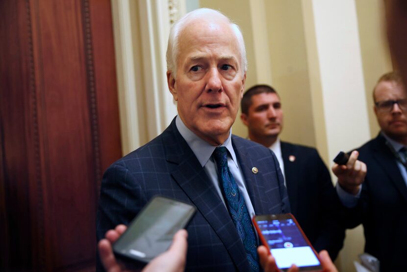 Senate Majority Whip John Cornyn, R-Texas, speaks to reporters Oct. 19 on Capitol Hill.