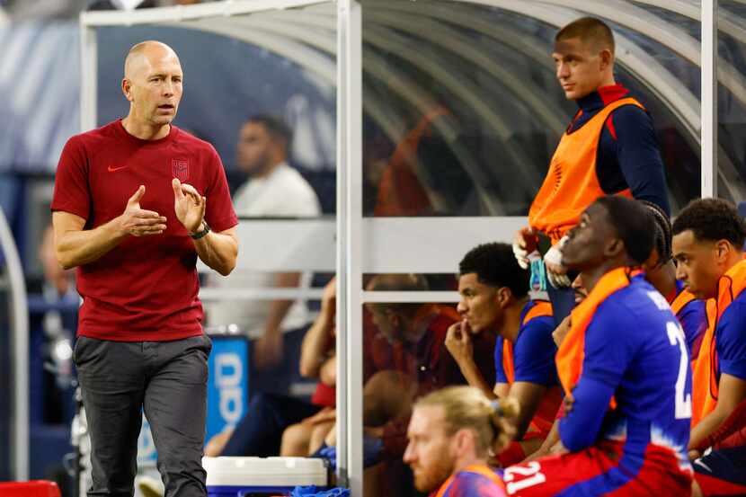 United States head coach Gregg Berhalter claps in the closing minutes a Concacaf Nations...