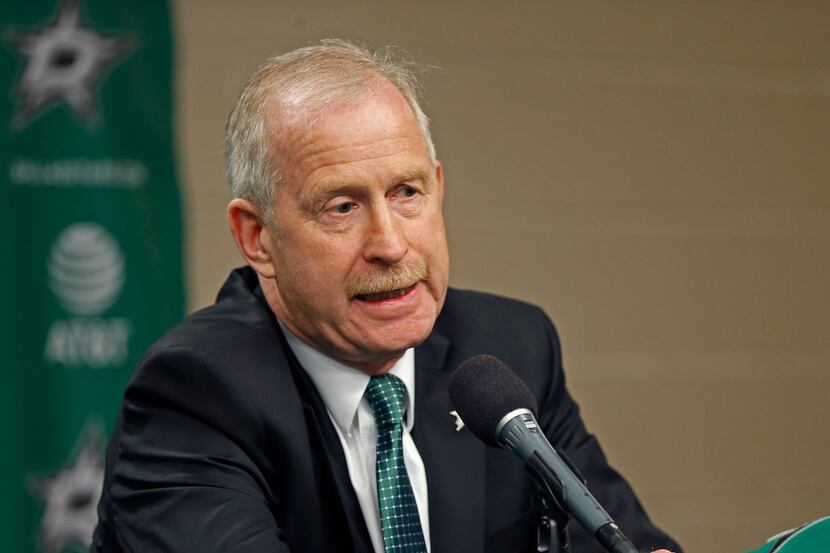 Dallas Stars General Manager Jim Nill speaks during a press conference introducing the...